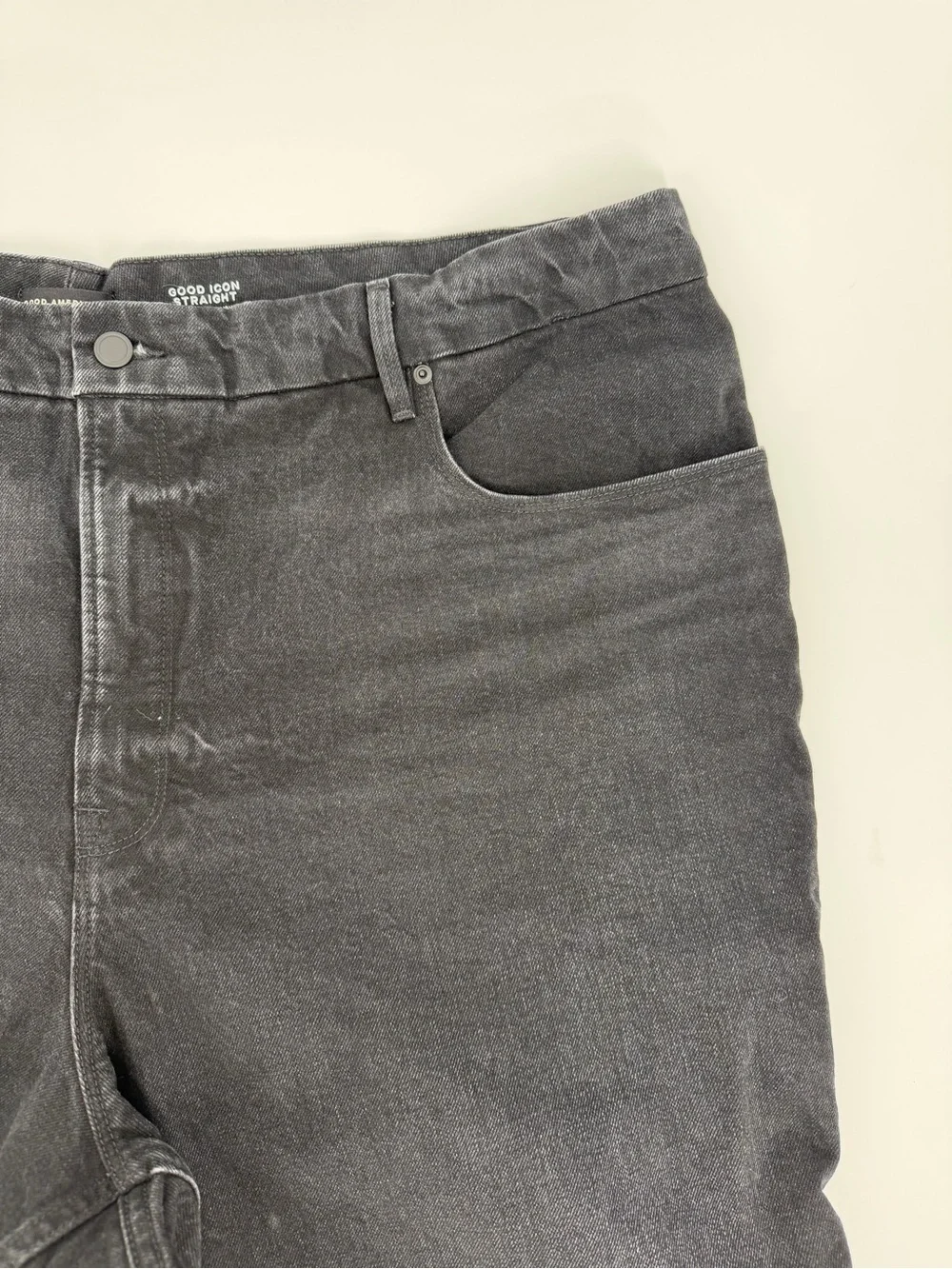 Good American Good Icon High Rise Straight Black Jeans Women's - Size 24W